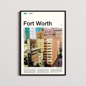 Impresión de Fort Worth, póster de Fort Worth, arte mural de Fort Worth, impresión artística de Fort Worth, foto de Fort Worth