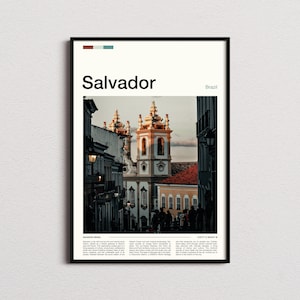 Gravura de Salvador, pôster do Brasil, arte de parede de Salvador, gravura de Salvador, foto de Salvador, presentes de viagem para Salvador