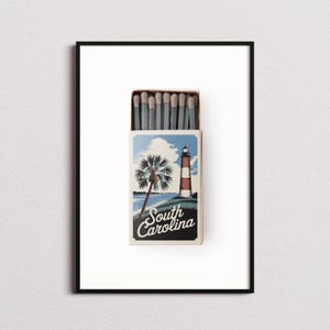 South Carolina Matchbox Print, South Carolina Print, South Carolina Poster, South Carolina Wall Art, South Carolina Art Print