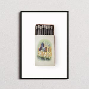 Vintage Chicago Matchbox Print, Chicago Print, Chicago Poster, Chicago Wall Art, Chicago Art Print, Vintage Art, Retro Art, Vintage Poster