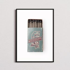 Mississippi Matchbox Print, Mississippi Print, Mississippi Poster, Mississippi Wall Art, Mississippi Art Print, Mississippi Gifts