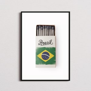 Brazil Matchbox Print, Brazil Print, Brazil Poster, Brazil Wall Art, Brazil Art Print, Brazil Gifts