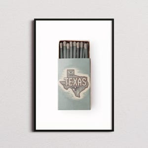 Texas Streichholzschachtel Druck, Texas Druck, Texas Poster, Texas Wandkunst, Texas Kunstdruck, Texas Geschenke