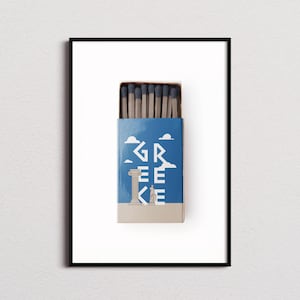 Greece Matchbox Print, Greece Print, Greece Poster, Greece Wall Art, Greece Art Print, Greece Gifts