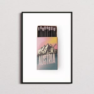 Austria Matchbox Print, Austria Print, Austria Poster, Austria Wall Art, Austria Art Print, Austria Gifts