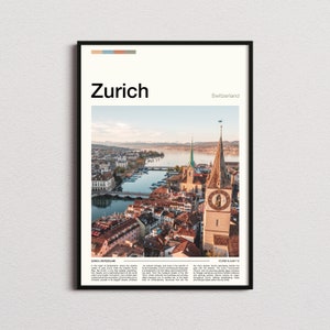 Impresión de Zúrich, póster de Zúrich, arte mural de Zúrich, impresión artística de Suiza, foto de Zúrich