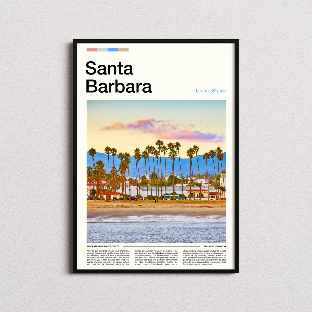 Santa Barbara Print, Santa Barbara Poster, Santa Barbara Wall Art, California Art Print, Santa
