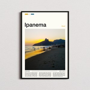 Impressão de Ipanema, pôster do Brasil, arte de parede de Ipanema, impressão de arte de Ipanema, foto de Ipanema, presentes de viagem de Ipanema