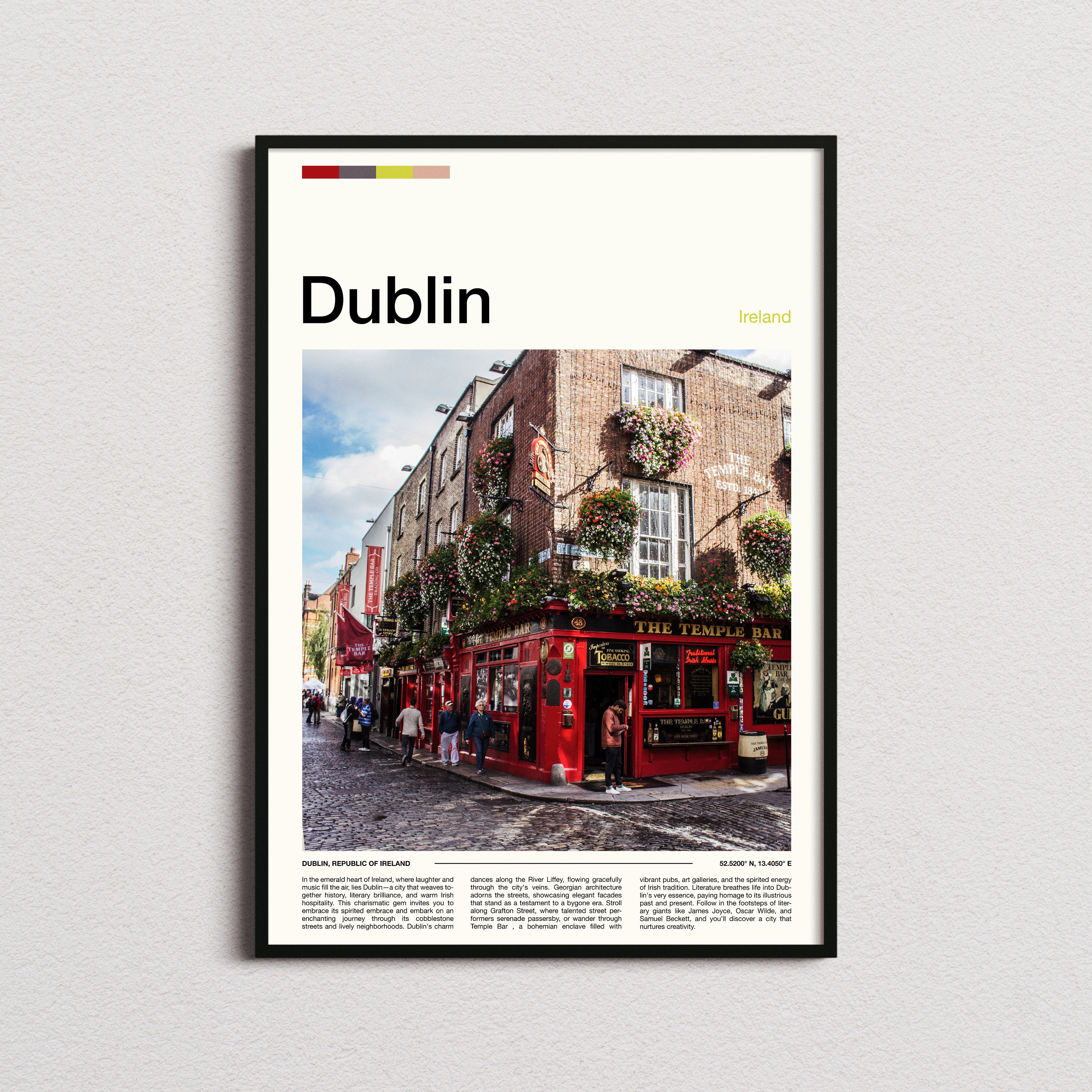 Dublin Temple Bar Print, Dublin Poster, Dublin Wall Art, Ireland Art Print, Dublin Photo