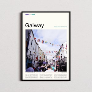Impresión de Galway, póster de Galway, arte mural de Galway, impresión artística de Irlanda, foto de Galway, regalos de Galway