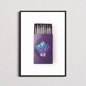 K2 Matchbox Print, K2 Print, K2 Poster, K2 Wall Art, K2 Art Print, K2 Gifts