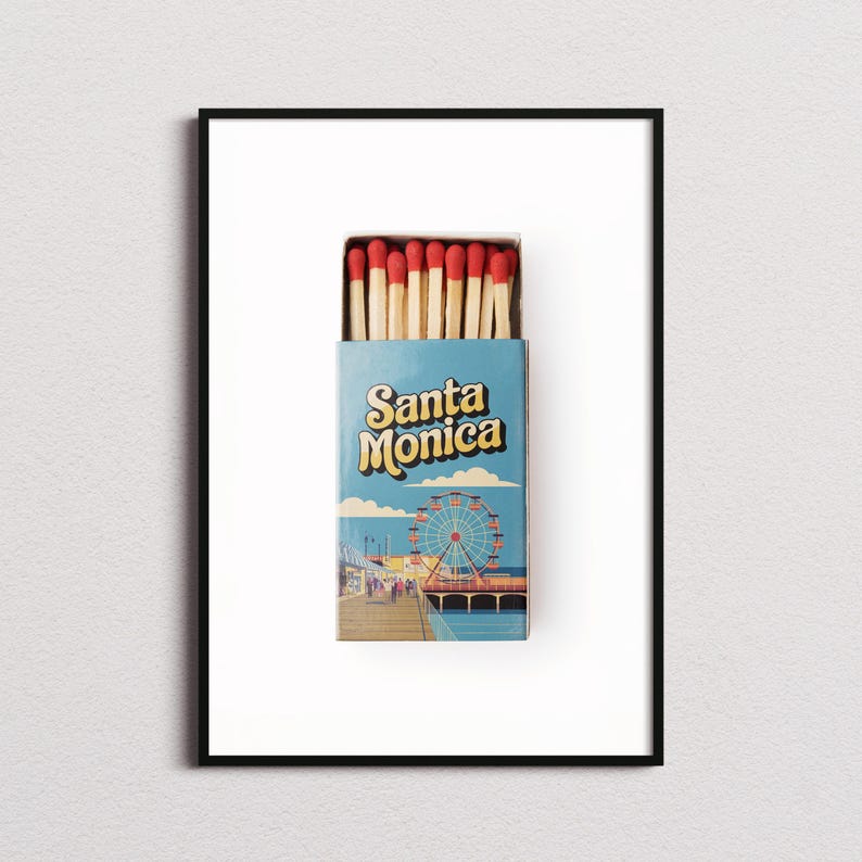 Santa Monica Matchbox Print, Santa Monica Print, Santa Monica Poster