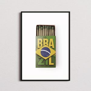 Brazil Matchbox Print, Brazil Print, Brazil Poster, Brazil Wall Art, Brazil Art Print, Brazil Gifts