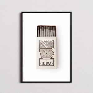 Iowa Matchbox Print, Iowa Print, Iowa Poster, Iowa Wall Art, Iowa Art Print, Iowa Gifts