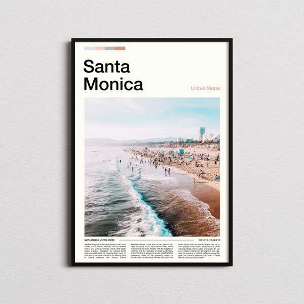 Santa Monica Druck, Santa Monica Poster, Santa Monica Wandkunst, Kalifornien Kunstdruck, Santa Monica Foto