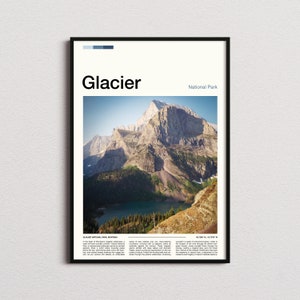 Impresión del lago Grinnell del Parque Nacional de los Glaciares, póster del Parque Nacional de los Glaciares, arte mural de glaciares, impresión artística de glaciares, foto de glaciares