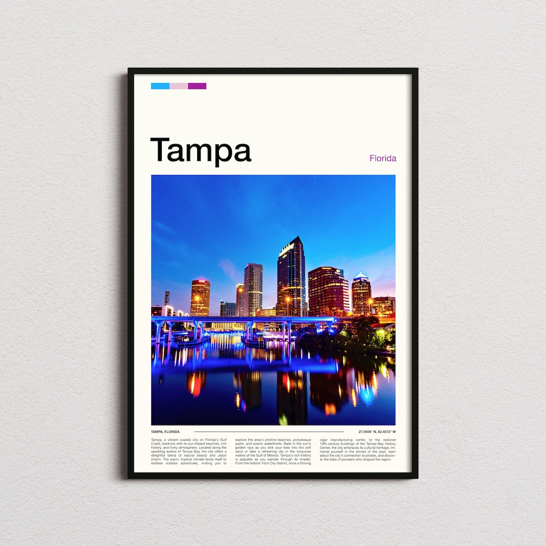 Tampa Print Tampa Poster Tampa Wall Art Florida Art Print Etsy