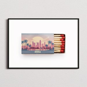 Doha Matchbox Print, Doha Print, Doha Poster, Doha Wall Art, Doha Art Print