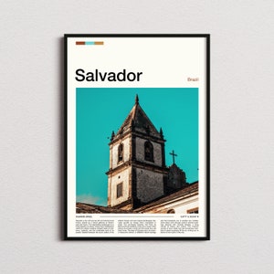 Gravura de Salvador, pôster do Brasil, arte de parede de Salvador, gravura de Salvador, foto de Salvador, presentes de viagem para Salvador