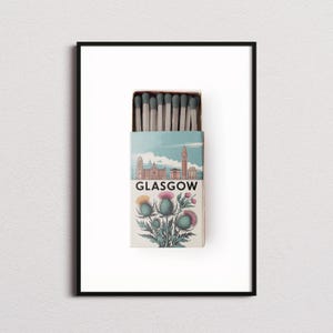 Glasgow Matchbox Print, Glasgow Print, Glasgow Poster, Glasgow Wall Art, Glasgow Art Print, Glasgow Gifts