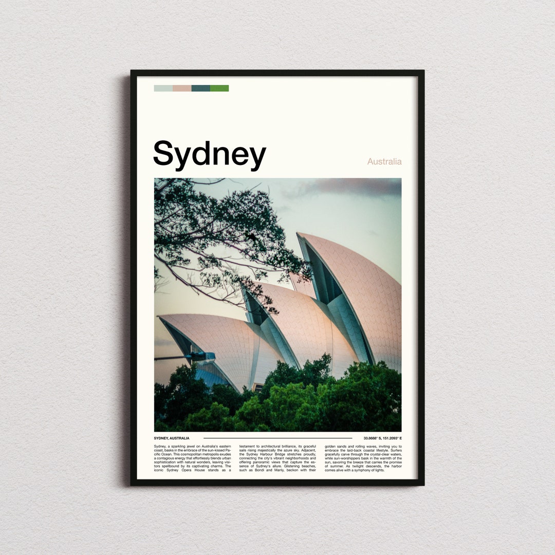 Sydney Print Sydney Poster Sydney Wall Art Australia Art Etsy