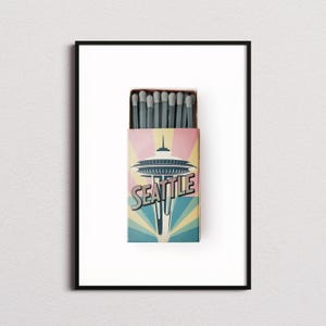 Seattle Matchbox Print, Seattle Print, Seattle Poster, Seattle Wall Art, Seattle Art Print, Seattle Gifts