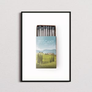 Tuscany Matchbox Print, Tuscany Print, Tuscany Poster, Tuscany Wall Art, Tuscany Art Print, Tuscany Gifts