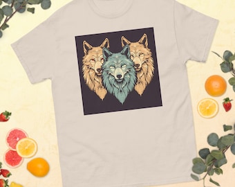Wolf T-Shirt, Men's T-Shirt, Unisex T-Shirt, Crew Neck, Cotton T-Shirt, Howling Wolf, Wolves T-Shirt, Animal Print T-Shirt