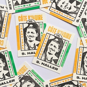 Sebastien Haller - Personalisierte Linolschnitt Sportkarte - Monatsset #10 - Elfenbeinküste - Elfenbeinküste - Borusse von Dortmund - AFCON