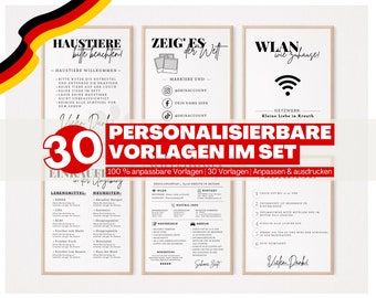 30 Airbnb Template German Signs Set | Airbnb Template | House Rules Booking Template Holiday Apartment Guestbook Apartment Welcome Sign Airbnb