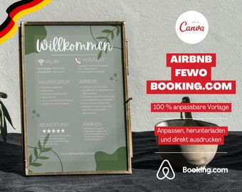Airbnb Willkommen Schild | Airbnb Template | Hausregeln | Booking Willkommen Vorlage | Ferienwohnung Gäste Willkommensvorlage personalisiert