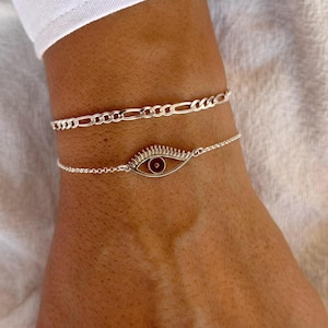 Silber Evil Eye Armband, Silberarmband, Minimalist Evil Eye Armband, Schutz Armband, hergestellt aus Sterling Silber 925.
