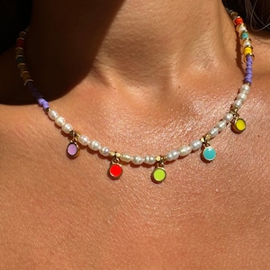 Summer Necklace, Beaded Necklace, Beach Necklace, Colorful Necklace, Pearls Necklace, Summer Jewelry, Beach Jewelry, Gift for Her.