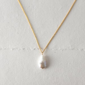 Astri Waterdrop Pearl Necklace on Gold Filled Chain image 1