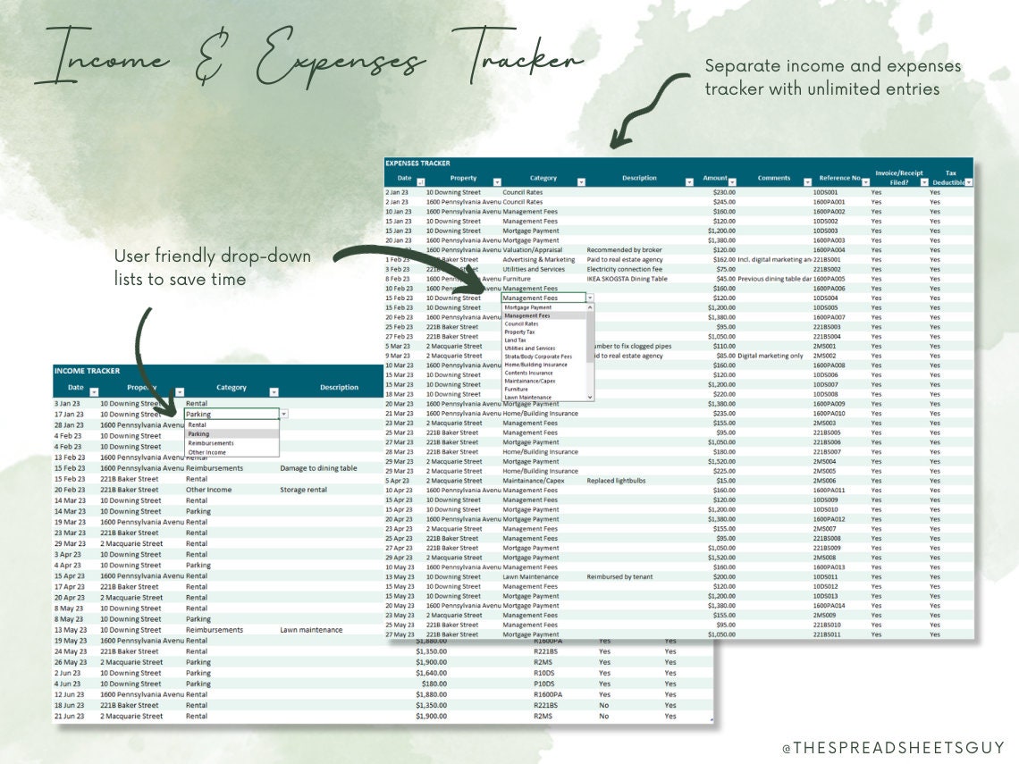Property Investment Income, Expenses and Cash Flow Tracker - Rental ...