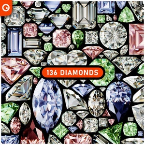 Imágenes prediseñadas de diamantes, Imágenes digitales, A partir de modelo 3D, Manualidades con papel, pegatinas, álbumes de recortes, invitaciones, arte alterado y mucho más.