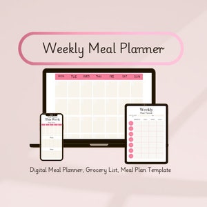 Weekly Meal Planner, Monthly Meal Planner, Meal Prep, Meal Plan Template, Grocery List, Kitchen Inventory, Digital Meal Planner