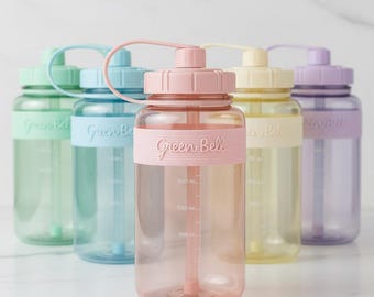 1500 ML Macaron Color Water Bottle with Strap / Straw