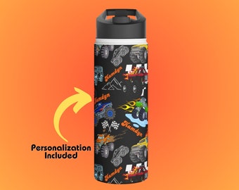 Personalized Monster Truck Stainless Steel Water Bottle for Boys