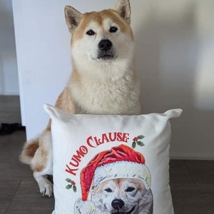 Custom Pet Christmas Pillow Personalized Pet Portrait Christmas Accent Pillow & Cover Christmas Home Decor Dog Holiday Throw Pillow