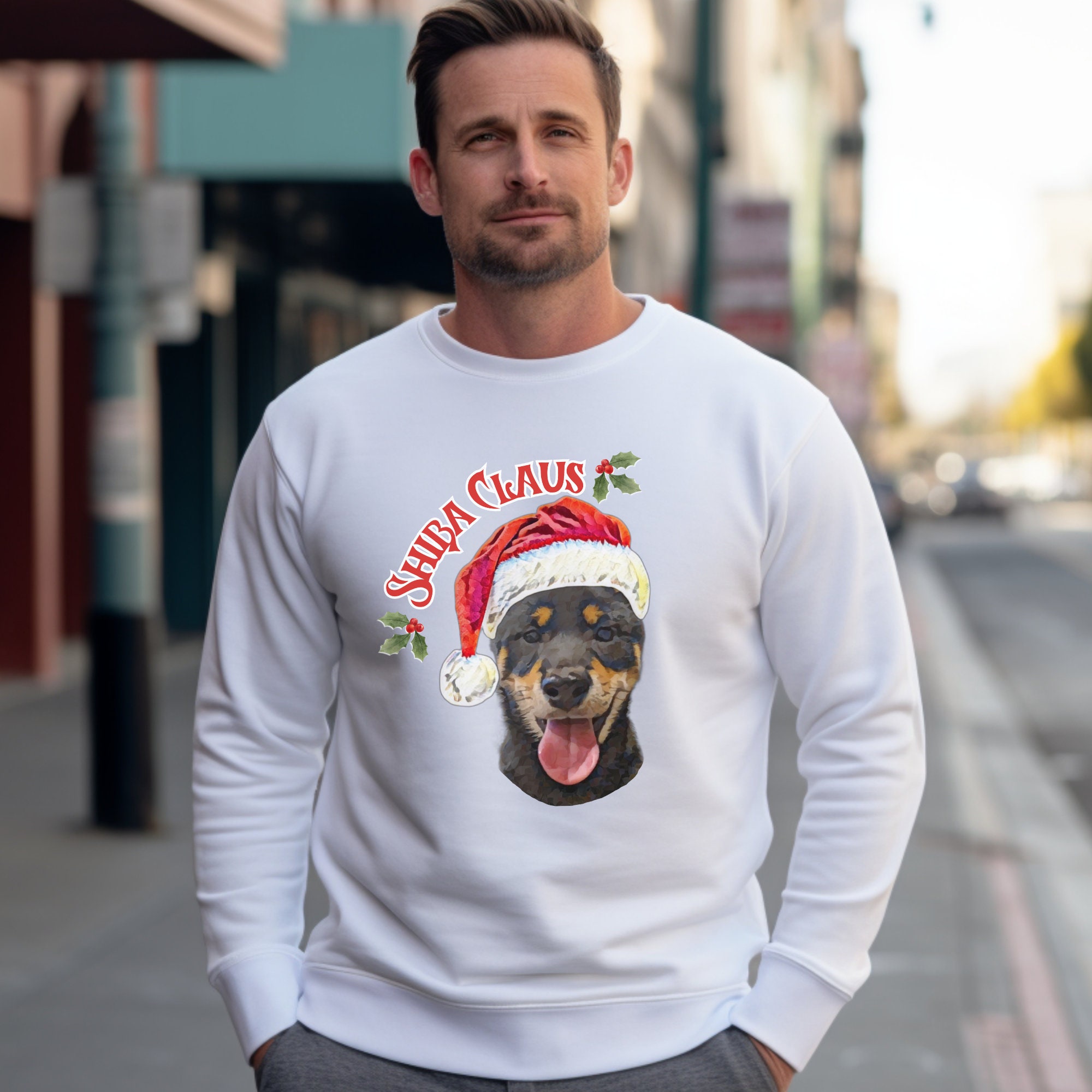 Shiba Paws Black and Tan Shiba Inu Christmas Sweatshirt Black Tan Shiba