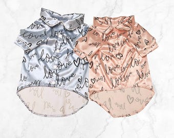 Satin Love-pyjama voor kleine honden: Valentijnsdag-pyjama voor huisdieren