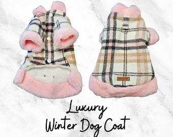 Plaid Dog Coat: Winter Fleece with Faux Fur Trim