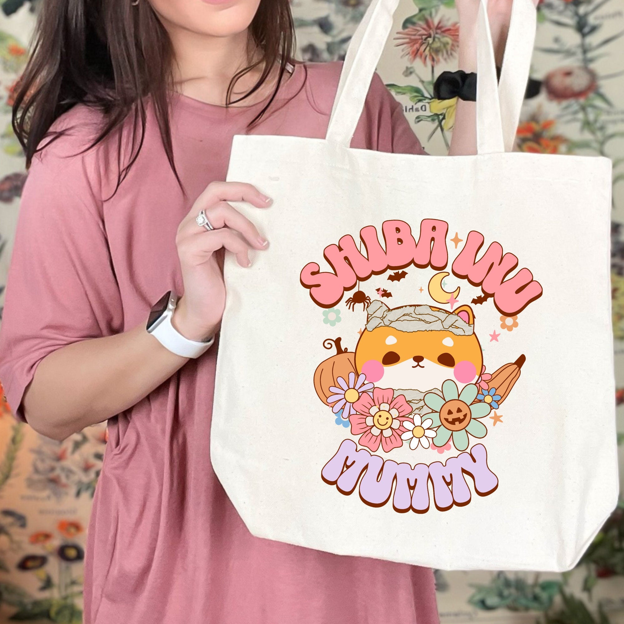 40 Retro Tote Bags: The Ultimate Fashion Accessory 37 Shiba Inu Mummy Halloween Tote Bag: Kawaii Canvas Grocery Bag