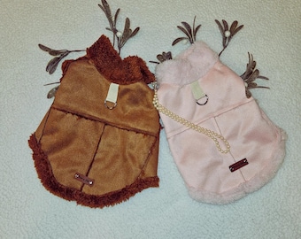 Abrigo de gamuza sintética y sherpa para perro: chaqueta polar cálida de invierno
