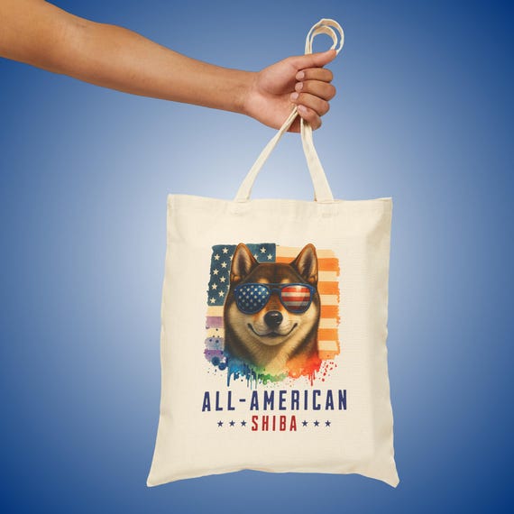 アメリカ国旗柴犬トートバッグ：愛国的なキャンバストート - Etsy 日本