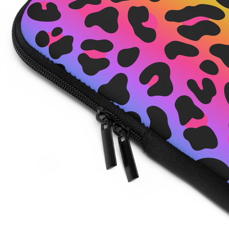 Rainbow Leopard Laptop Sleeve: Neoprene Zippered Case, Personalized Protector image 5
