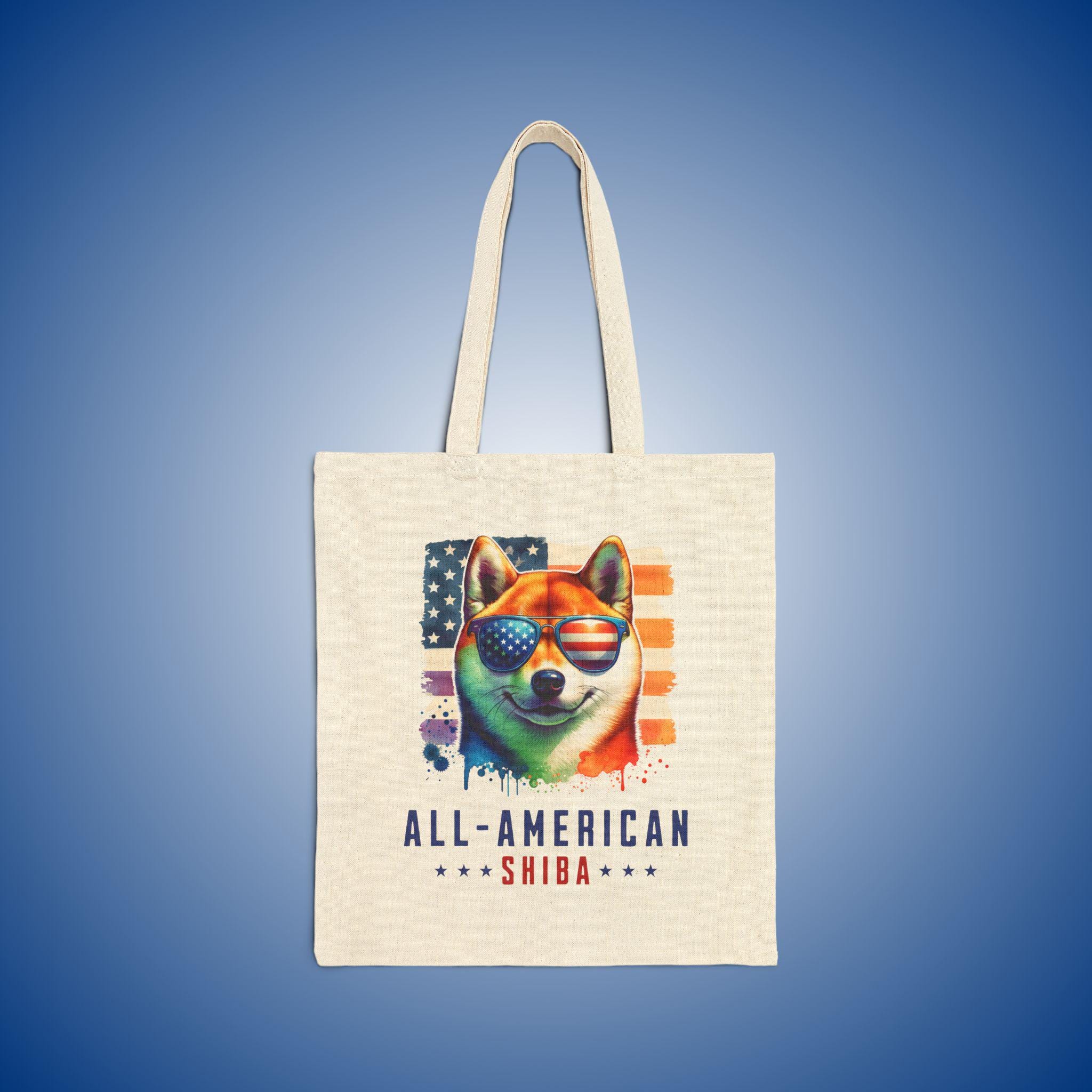 アメリカ国旗柴犬トートバッグ：愛国的なキャンバストート - Etsy 日本