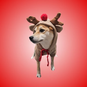 Reindeer Hoodie for Dogs | Christmas Outfit for Dogs | Funny Dog Costume | Reindeer Costume for Dogs
