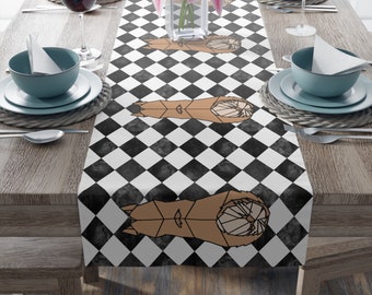 Camino de mesa Shiba Inu: Decoración para el hogar con estampado de diamantes